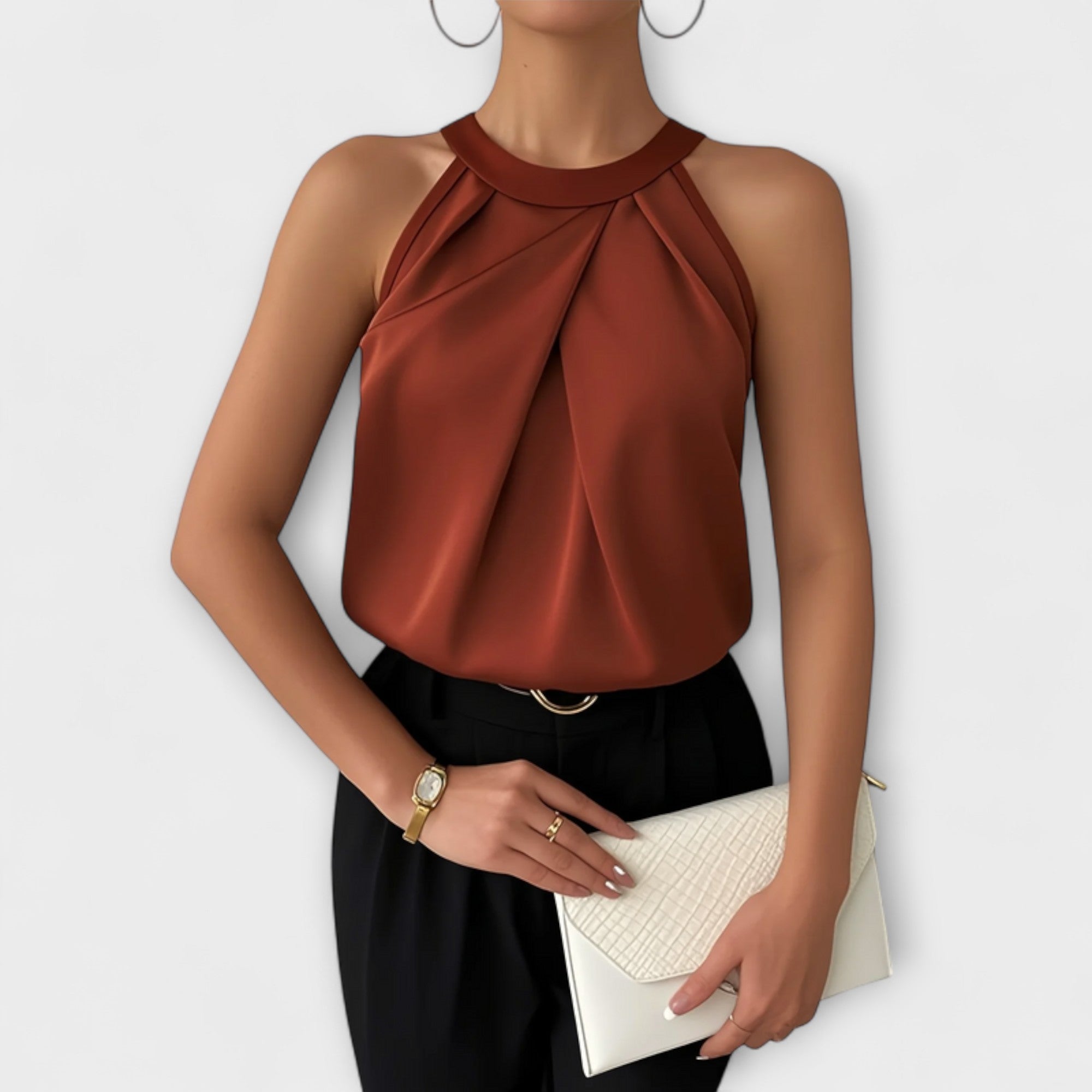 Skye - Chique Satijnen Blouse met Off-Shoulder-Design