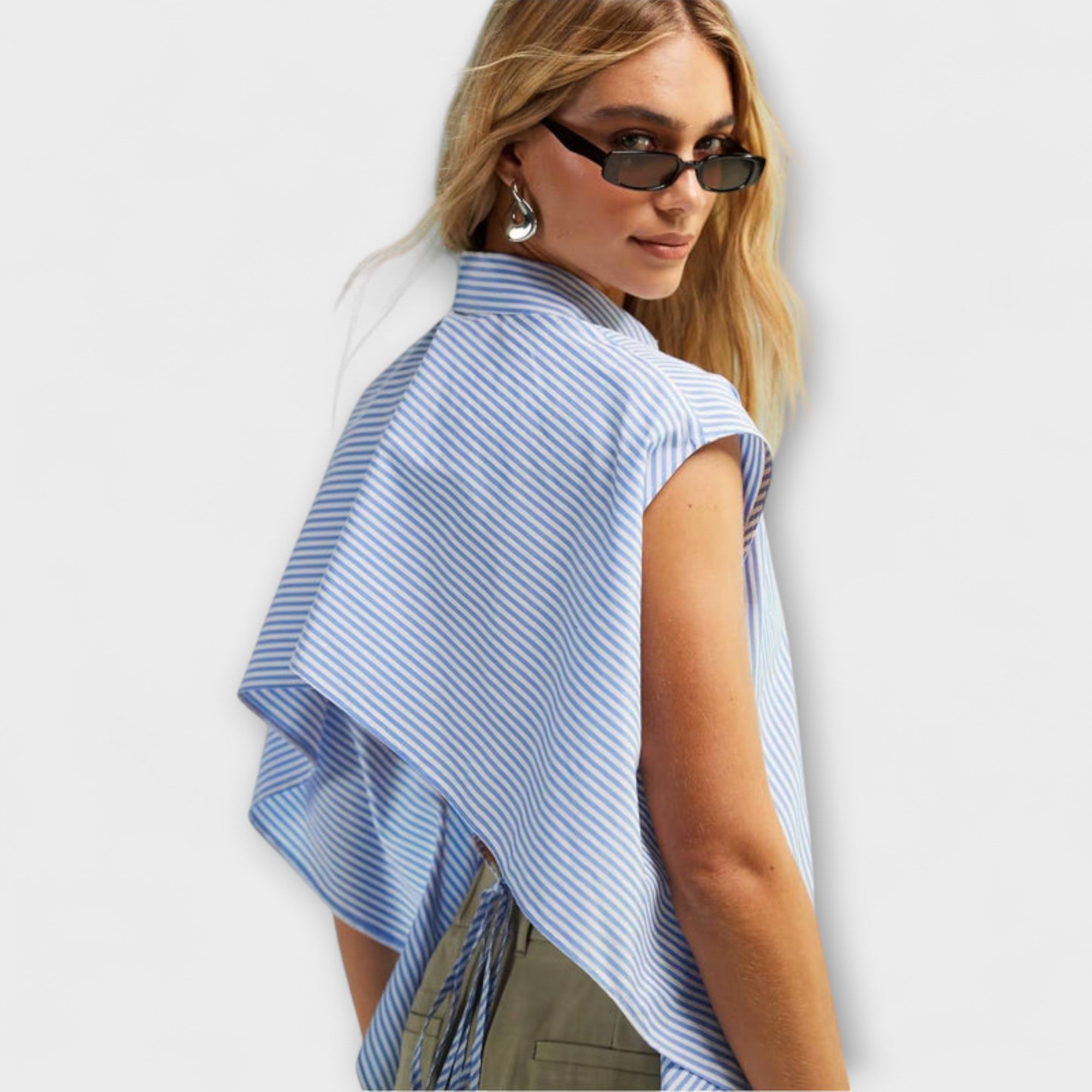 Leona - Mouwloos gestreept Top