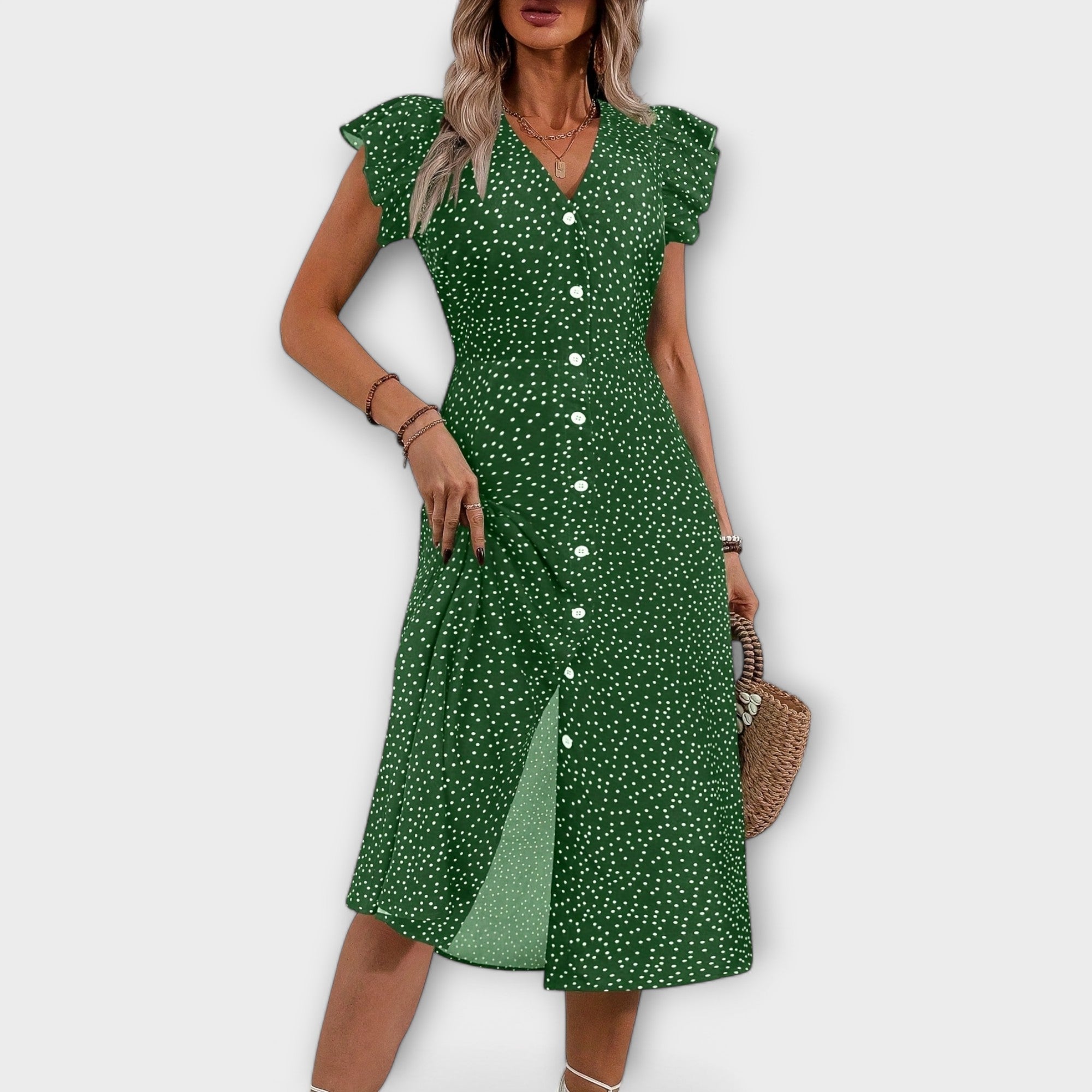 Chic Polka-Dot Midi-Jurk