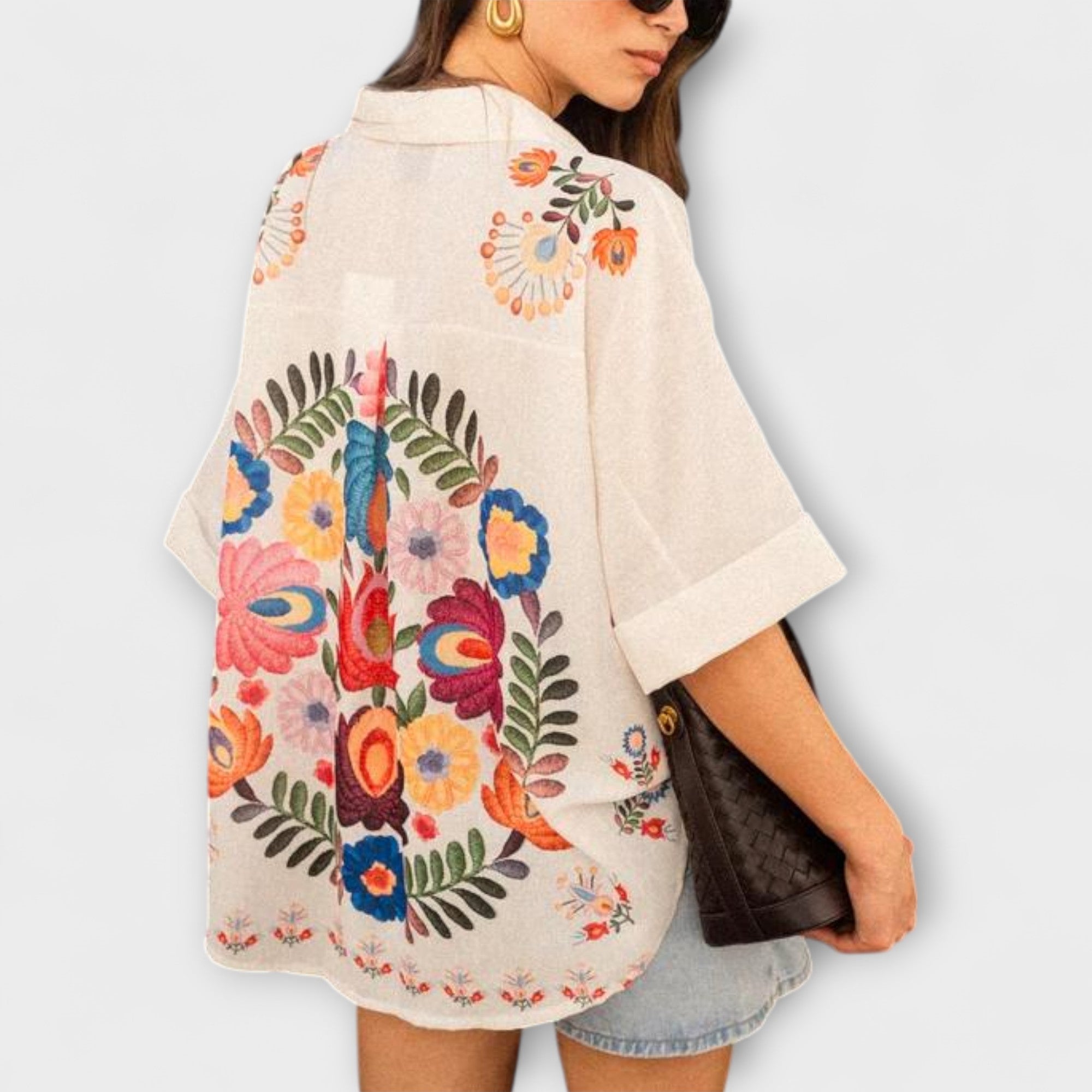 Ziva - Carla Korte Mouw Bloemenblouse