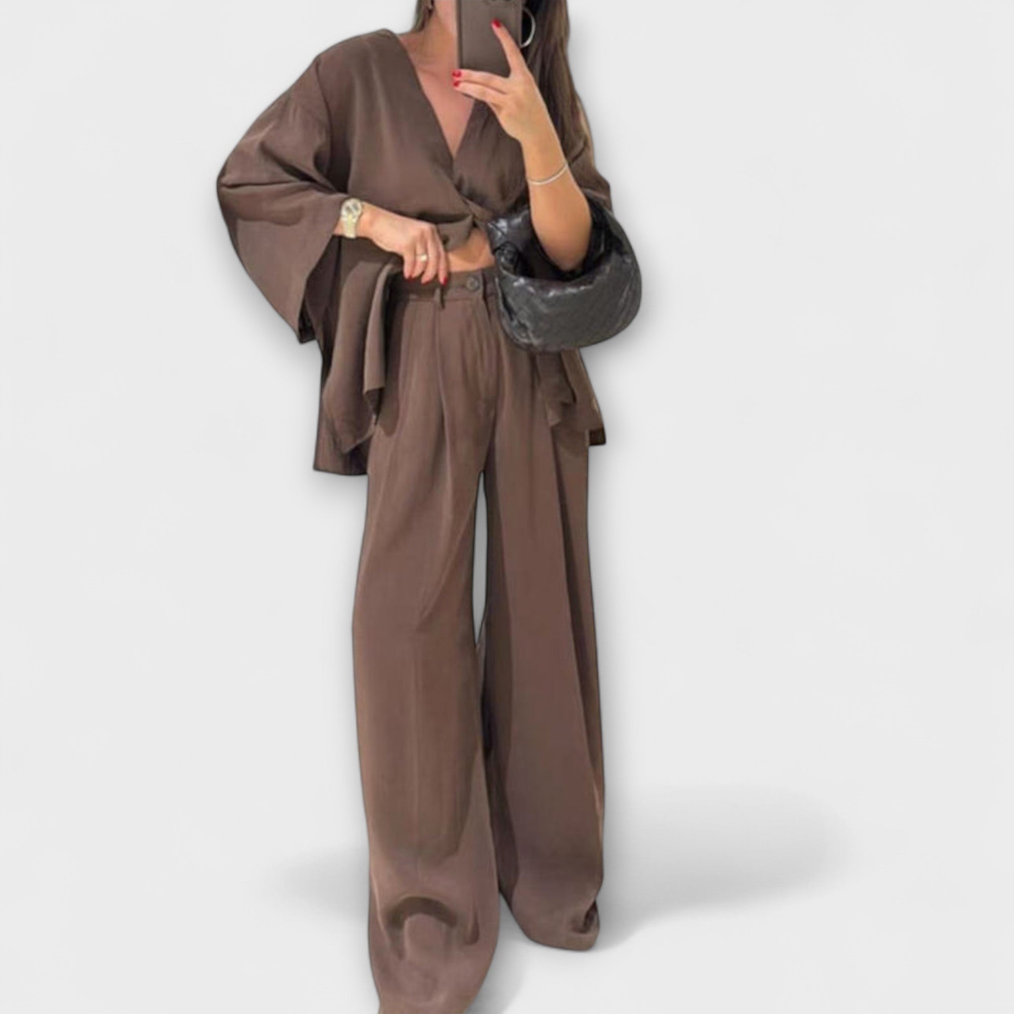 Jacqueline - Casual V-hals Top en Broek Duo