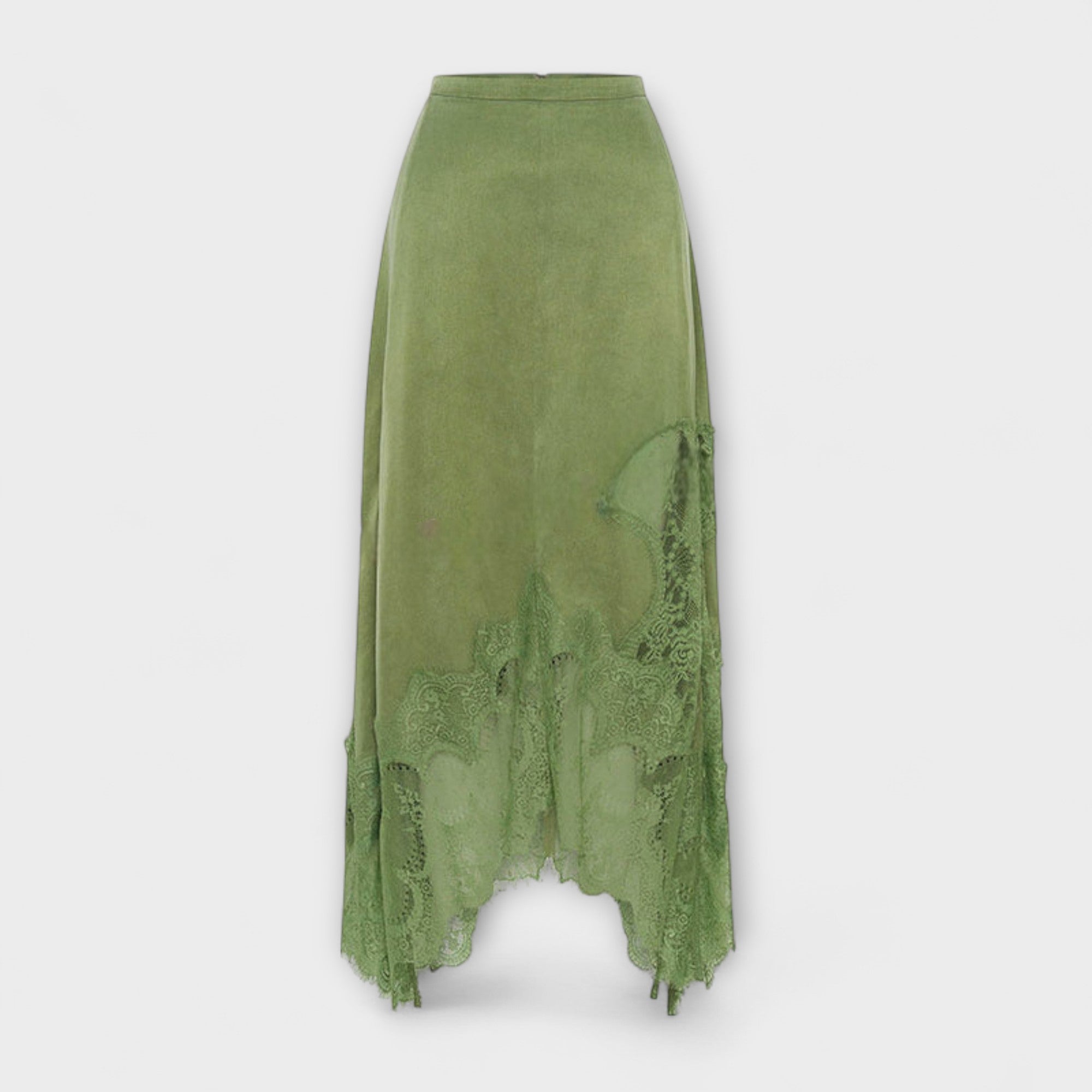 Kaia - Satijnen blouse met kant en geplooide halslijn in set