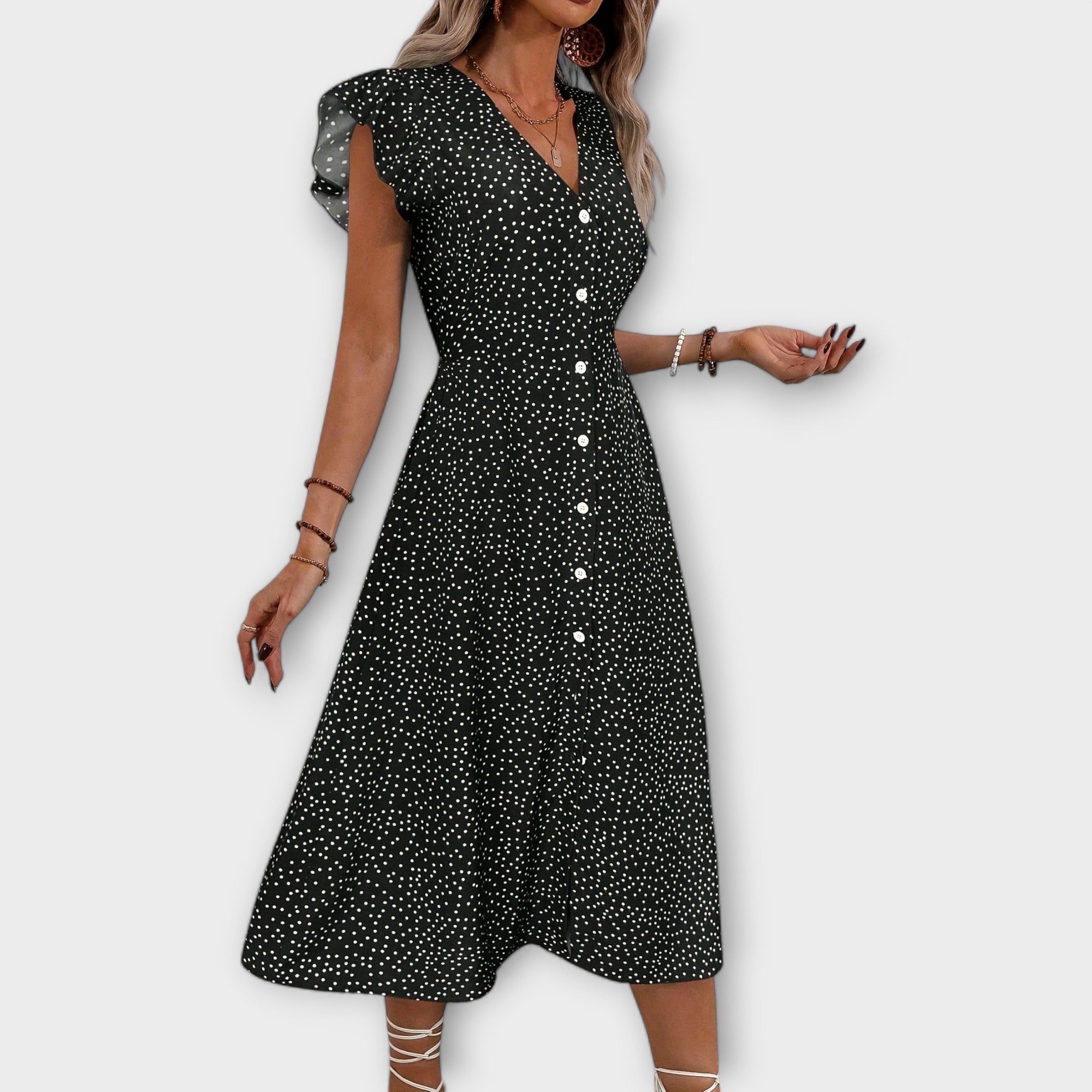 Chic Polka-Dot Midi-Jurk