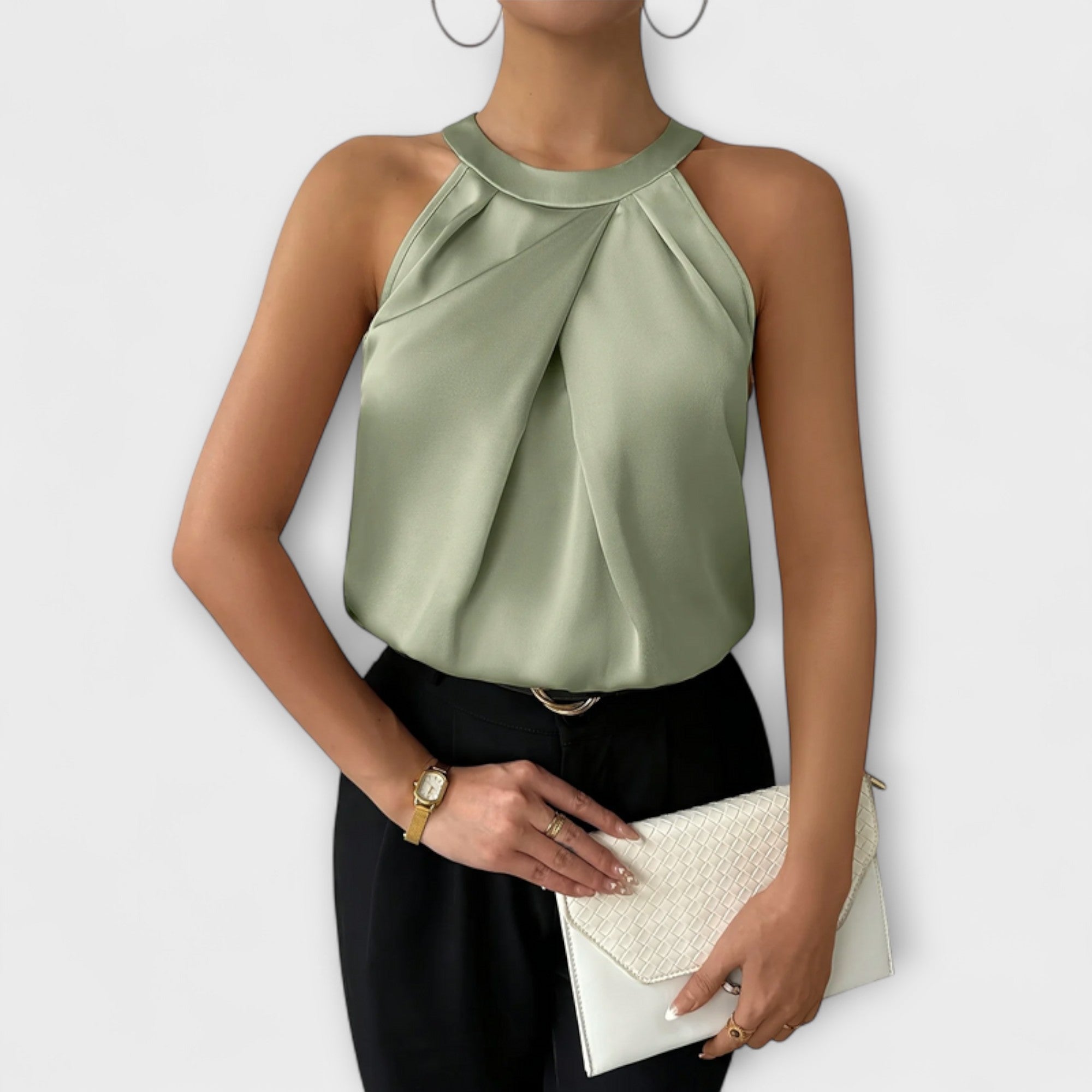 Skye - Chique Satijnen Blouse met Off-Shoulder-Design