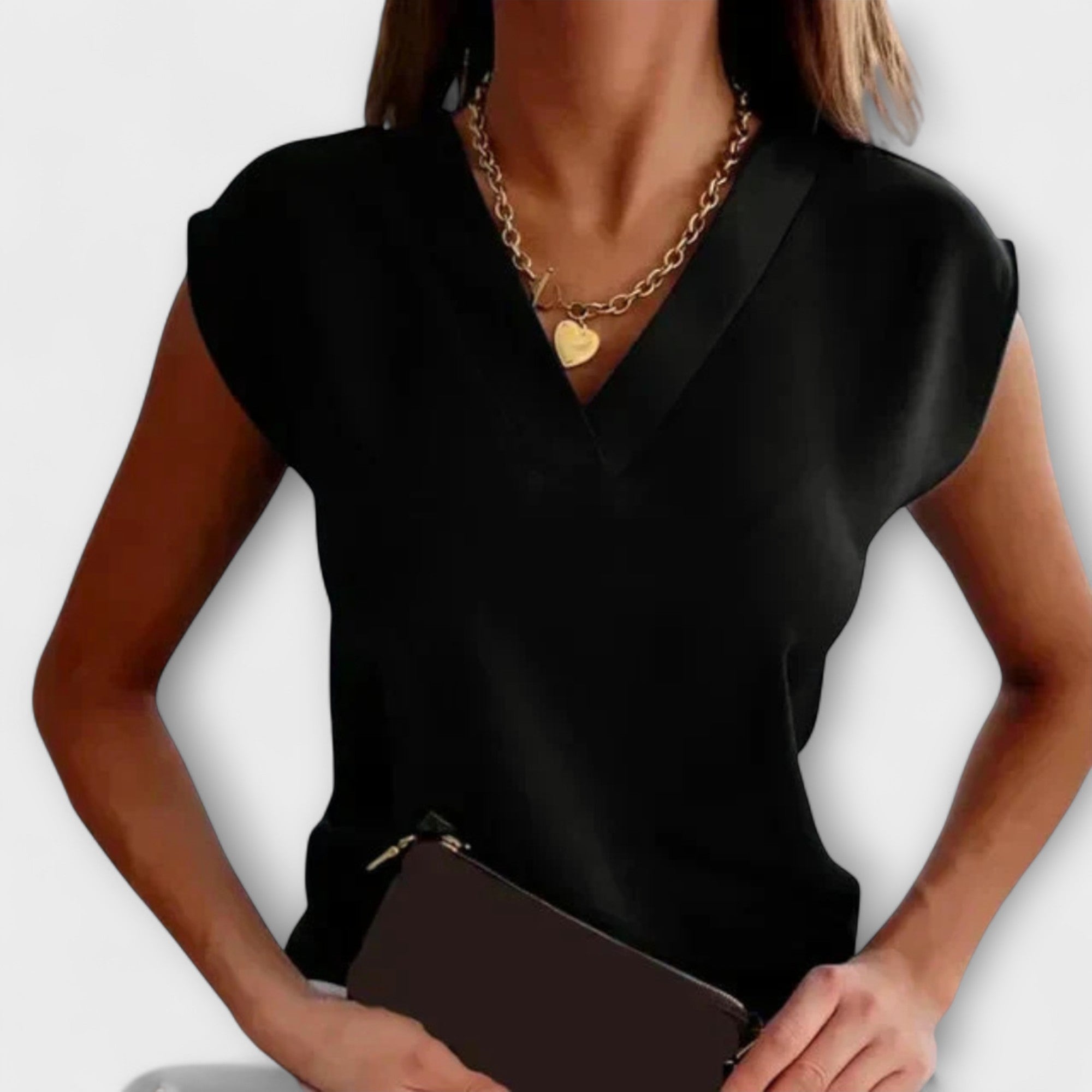 Vrouwen V-hals Zomer Top met Losse Mouwen