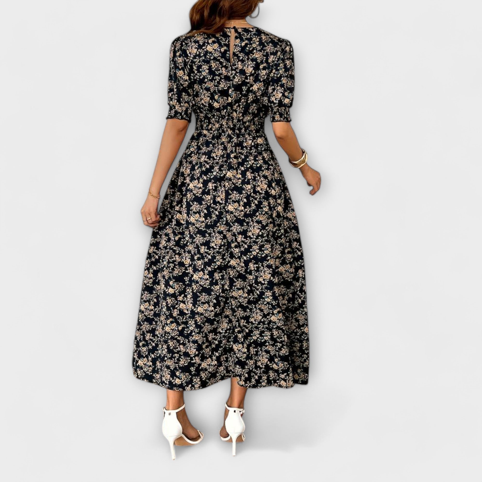 Amelia - Jurk met ronde hals en bloemenpatroon