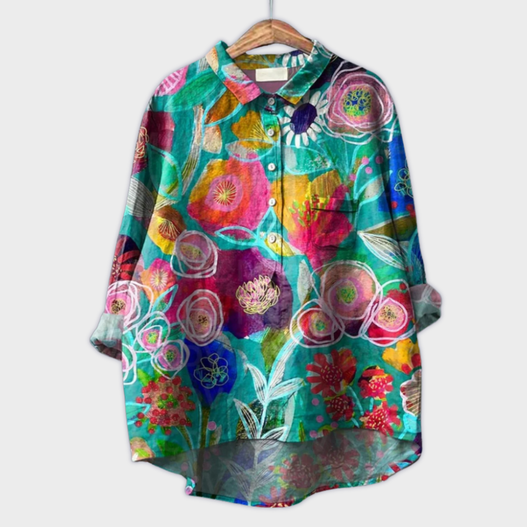 Magdalena - Handgemaakte Damesblouse met Bloemdesign