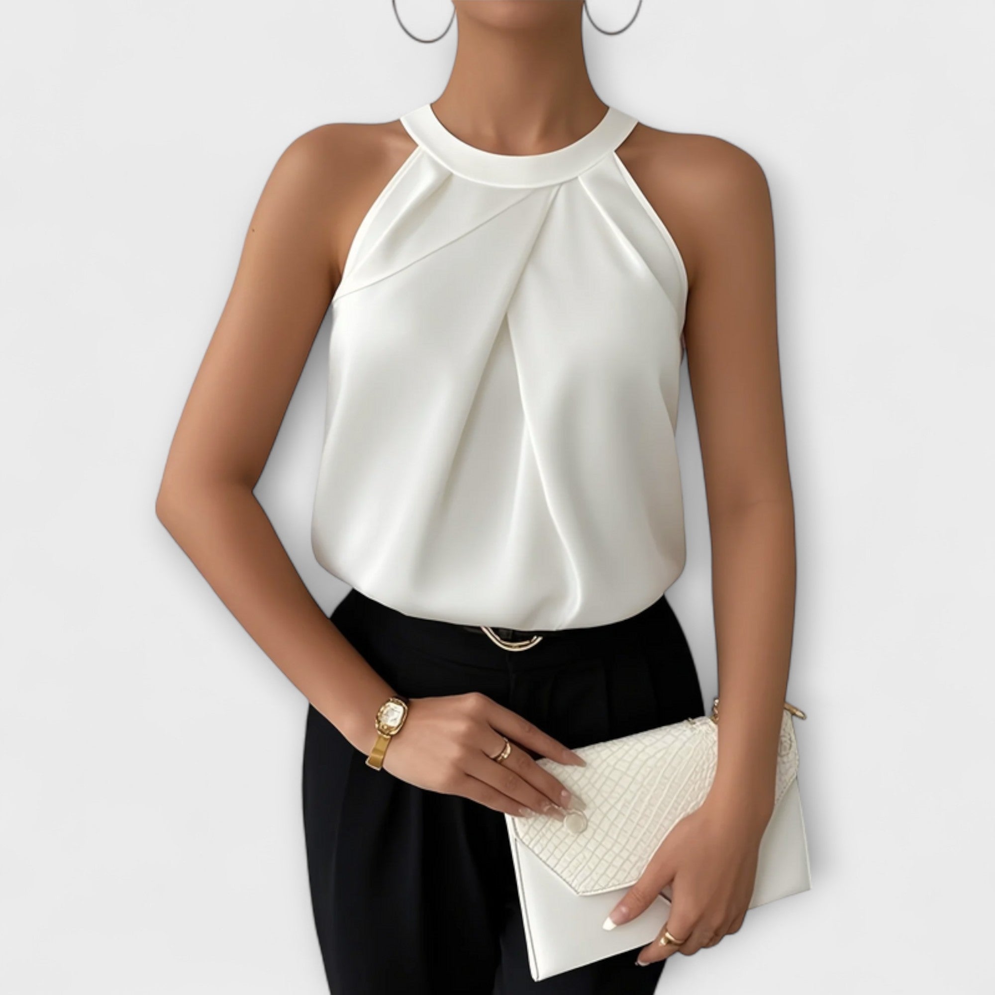Skye - Chique Satijnen Blouse met Off-Shoulder-Design