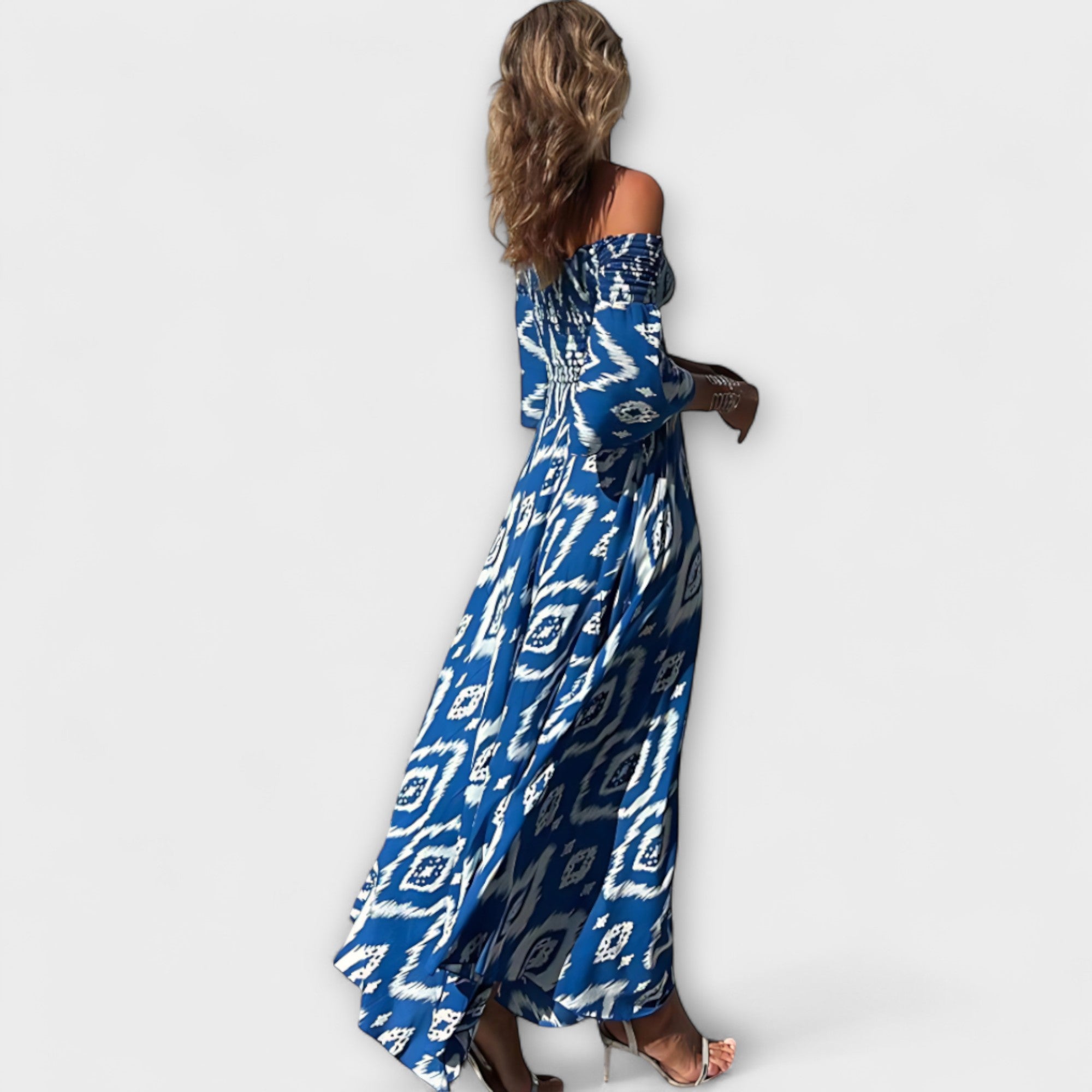Bella - Off-Shoulder Jurk met Zee bloemen