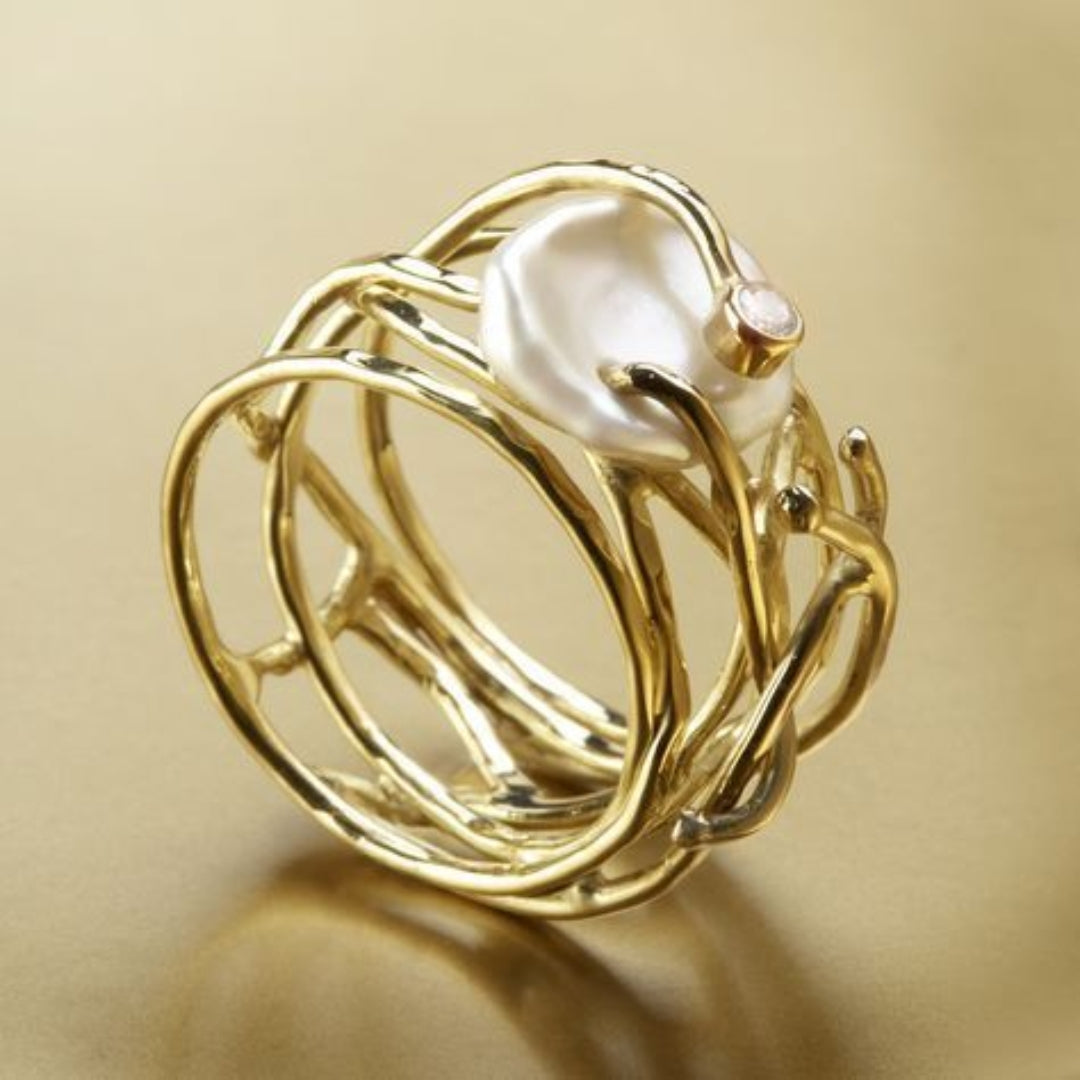 Samira - Ring van fijn goud en parels