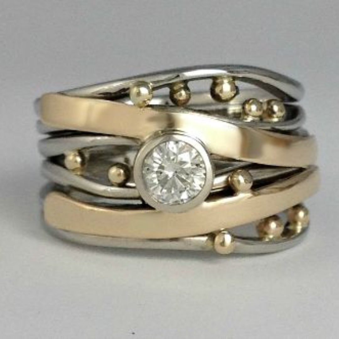 Royal - Ring met Zirkonia en Vintage Gouden Inleg