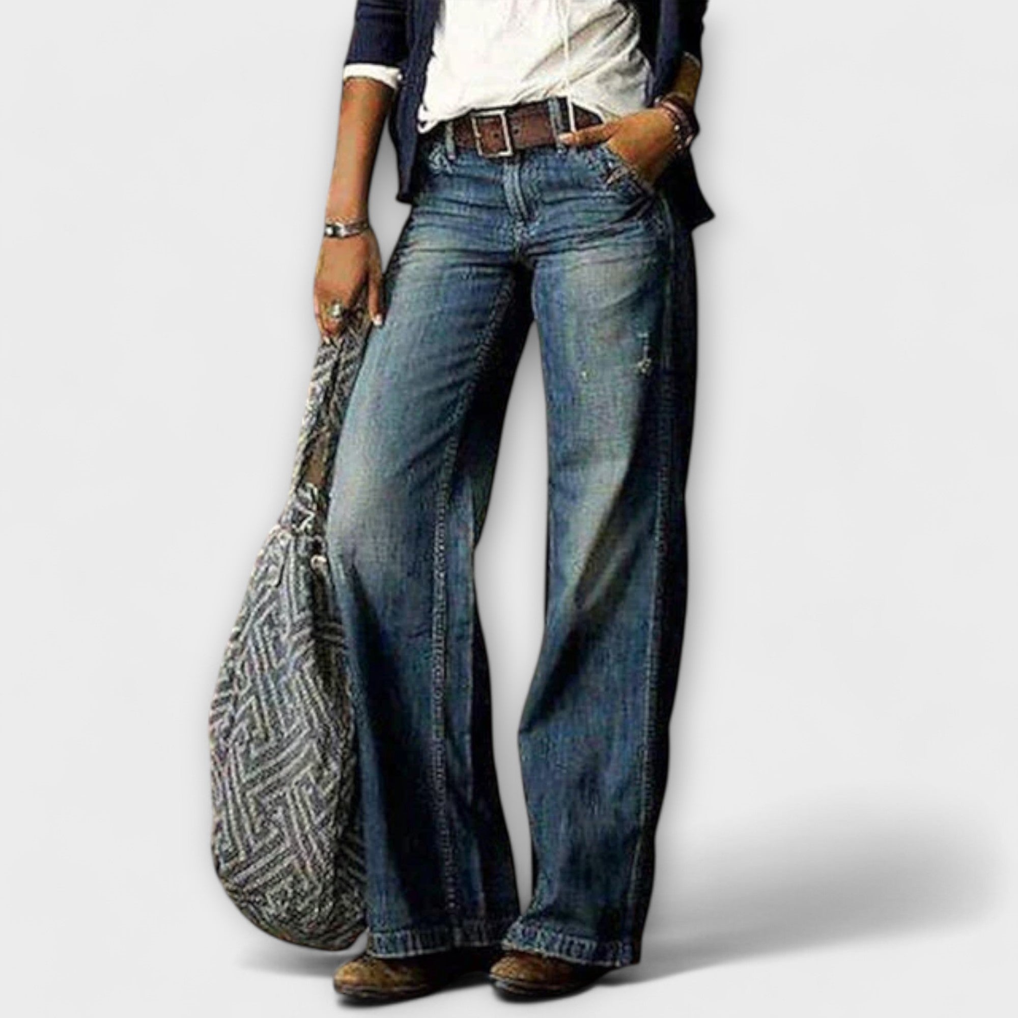 Cess - Denim-broek met wijde pijpen