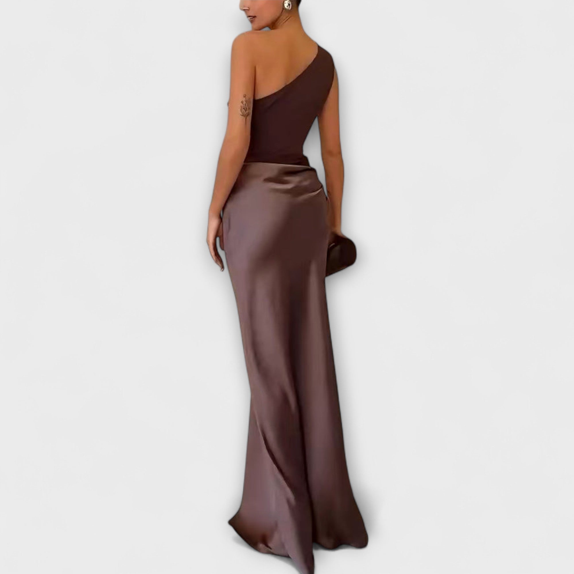 Elegante One-Shoulder Plissé Maxi Jurk