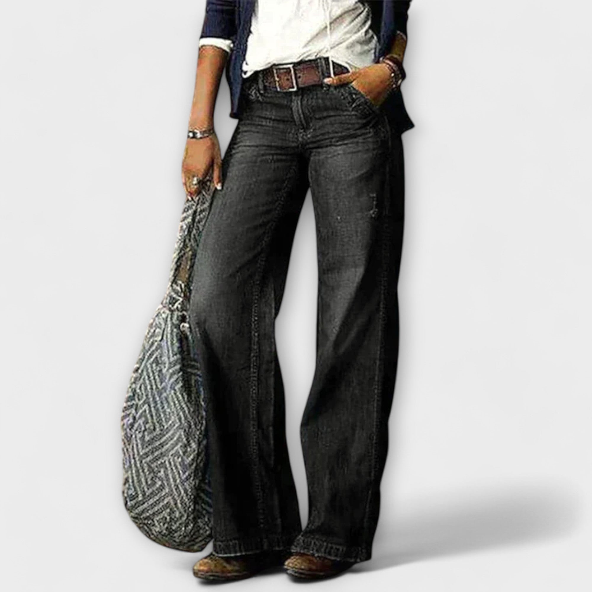 Cess - Denim-broek met wijde pijpen