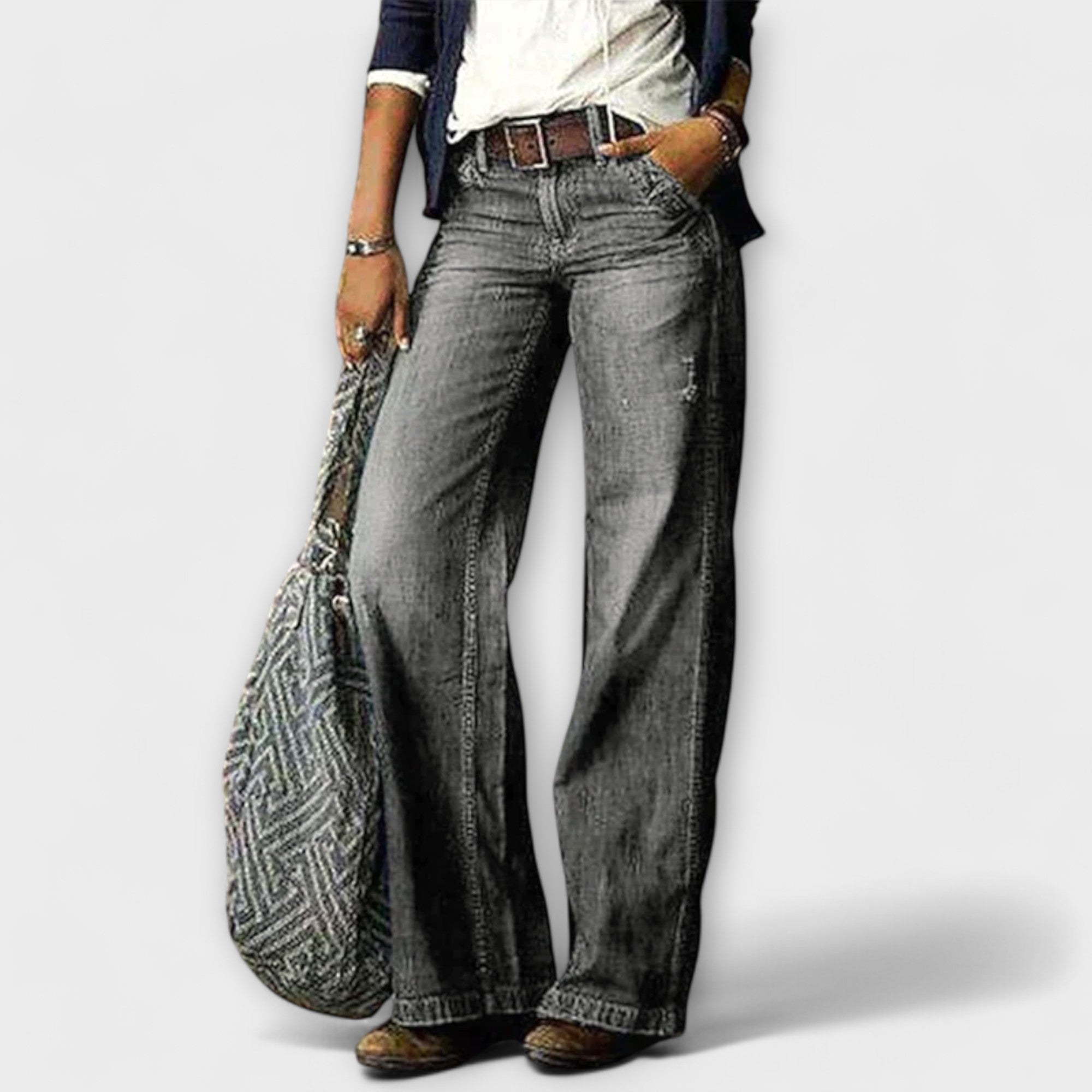 Cess - Denim-broek met wijde pijpen