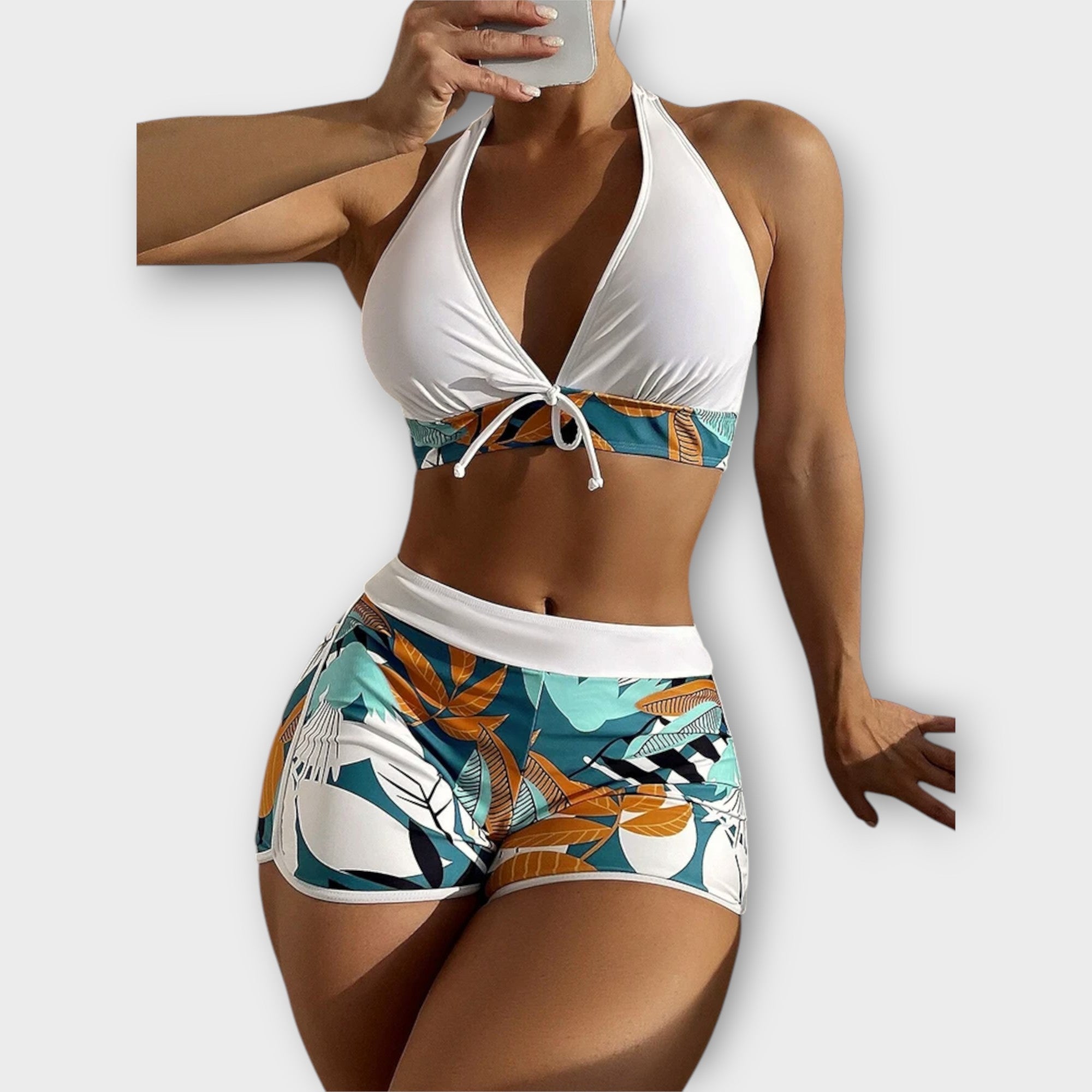 Hoge taille halter bikini-set