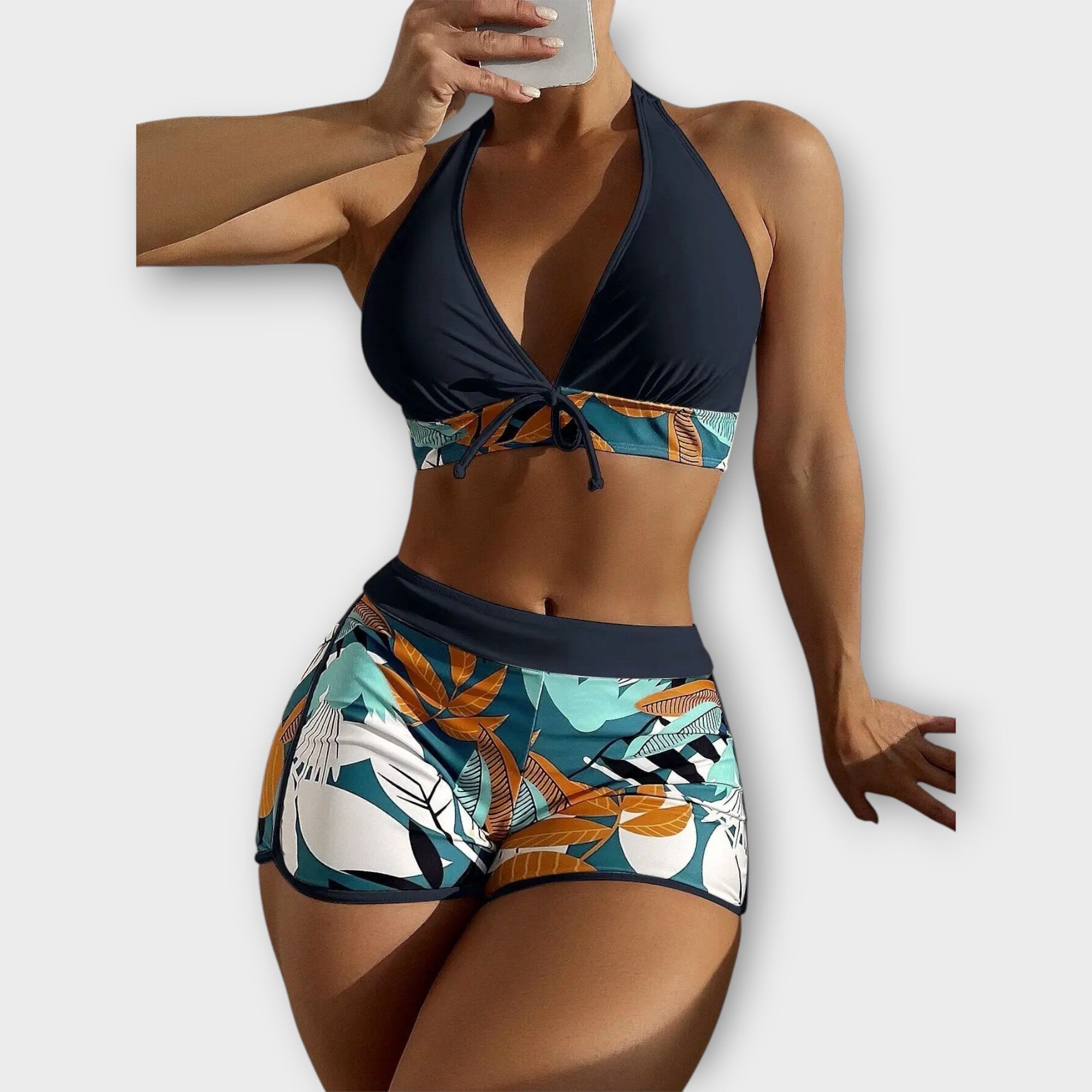 Hoge taille halter bikini-set