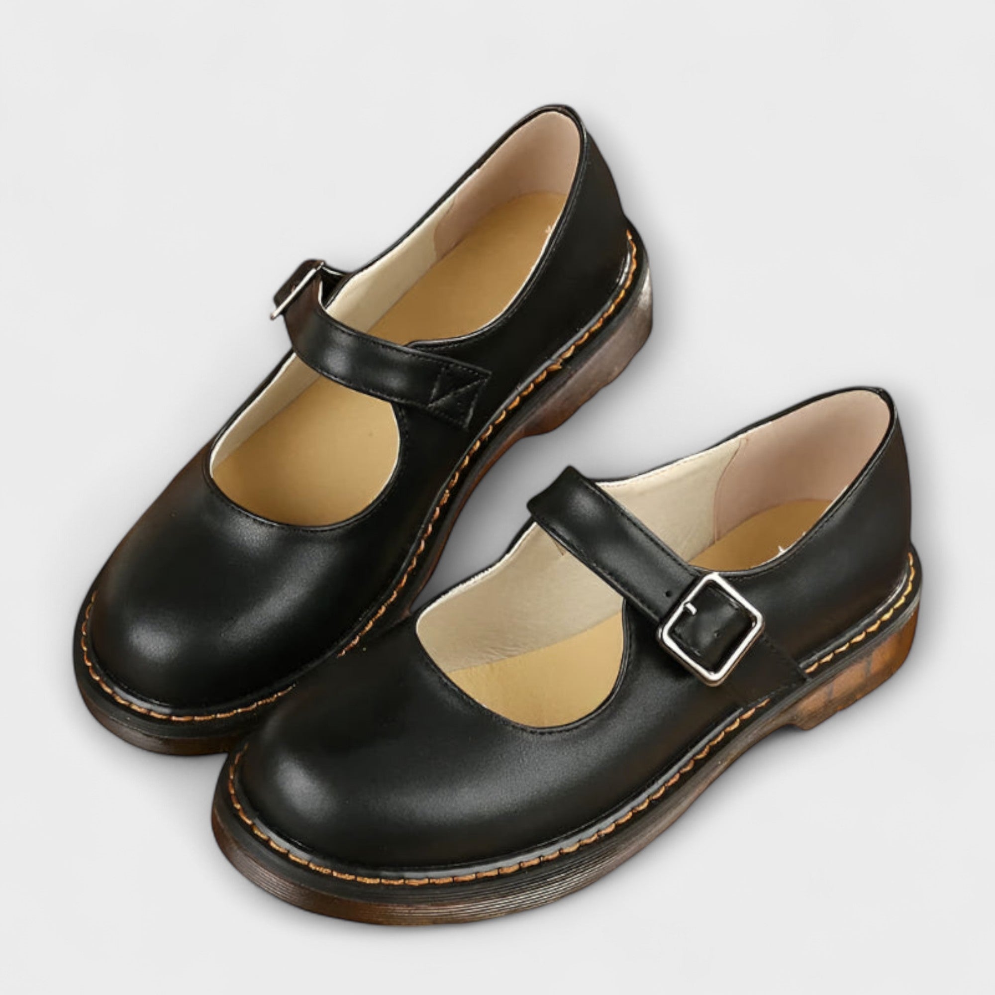 Dames Vintage Mary Jane Schoenen – Klassieke Leren Schoenen met Bandjes & Comfortzool