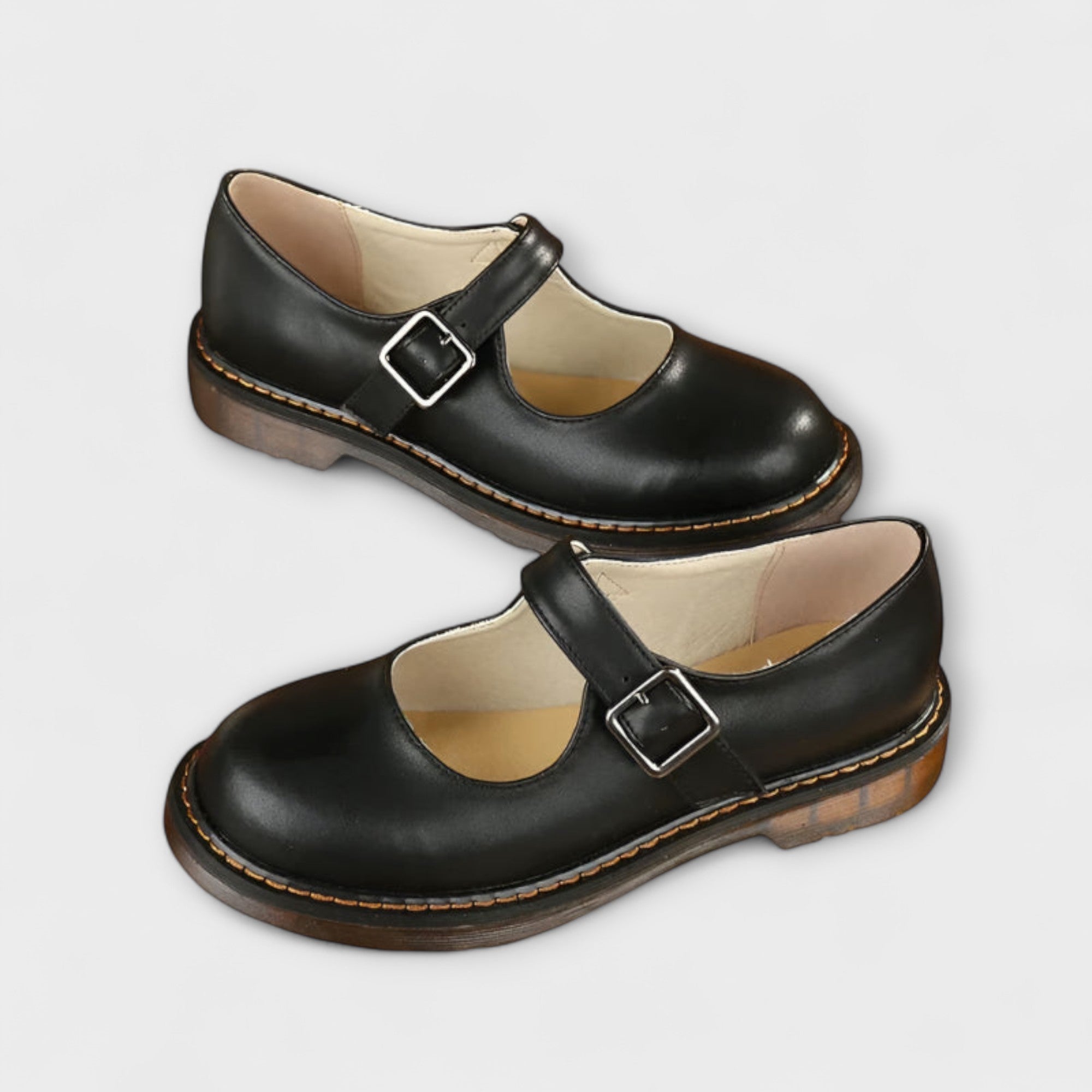 Dames Vintage Mary Jane Schoenen – Klassieke Leren Schoenen met Bandjes & Comfortzool
