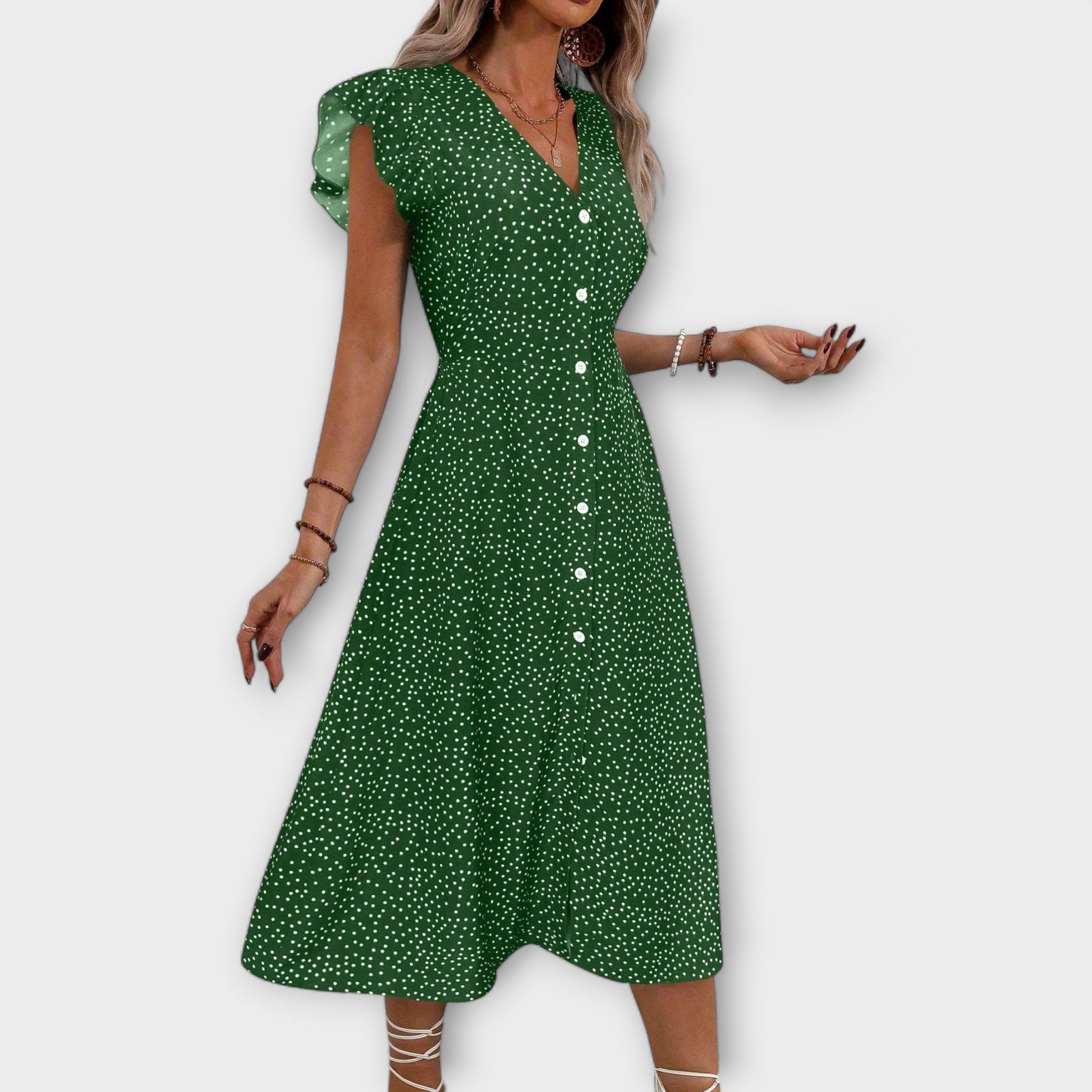 Chic Polka-Dot Midi-Jurk