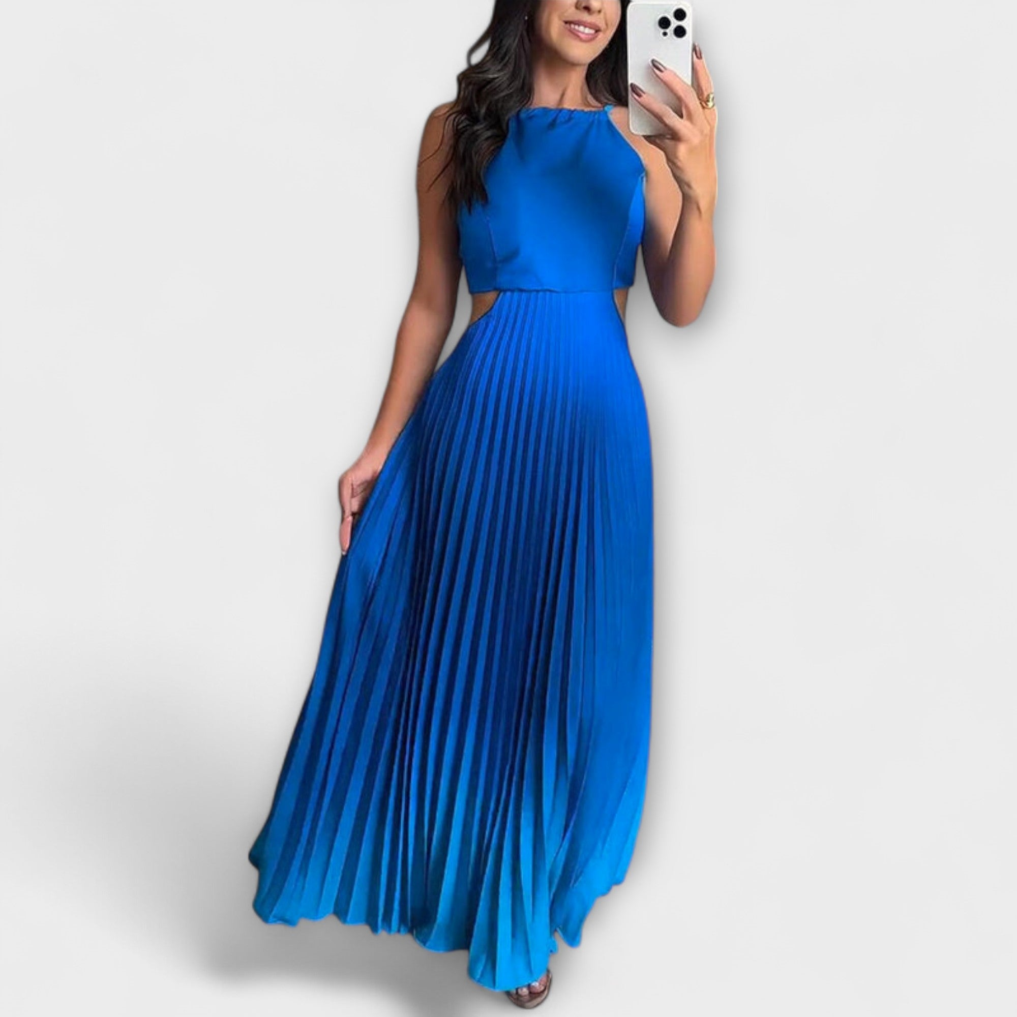 Haven - Chic rugloos krawatten-gradiënt plissé-maxi-jurk
