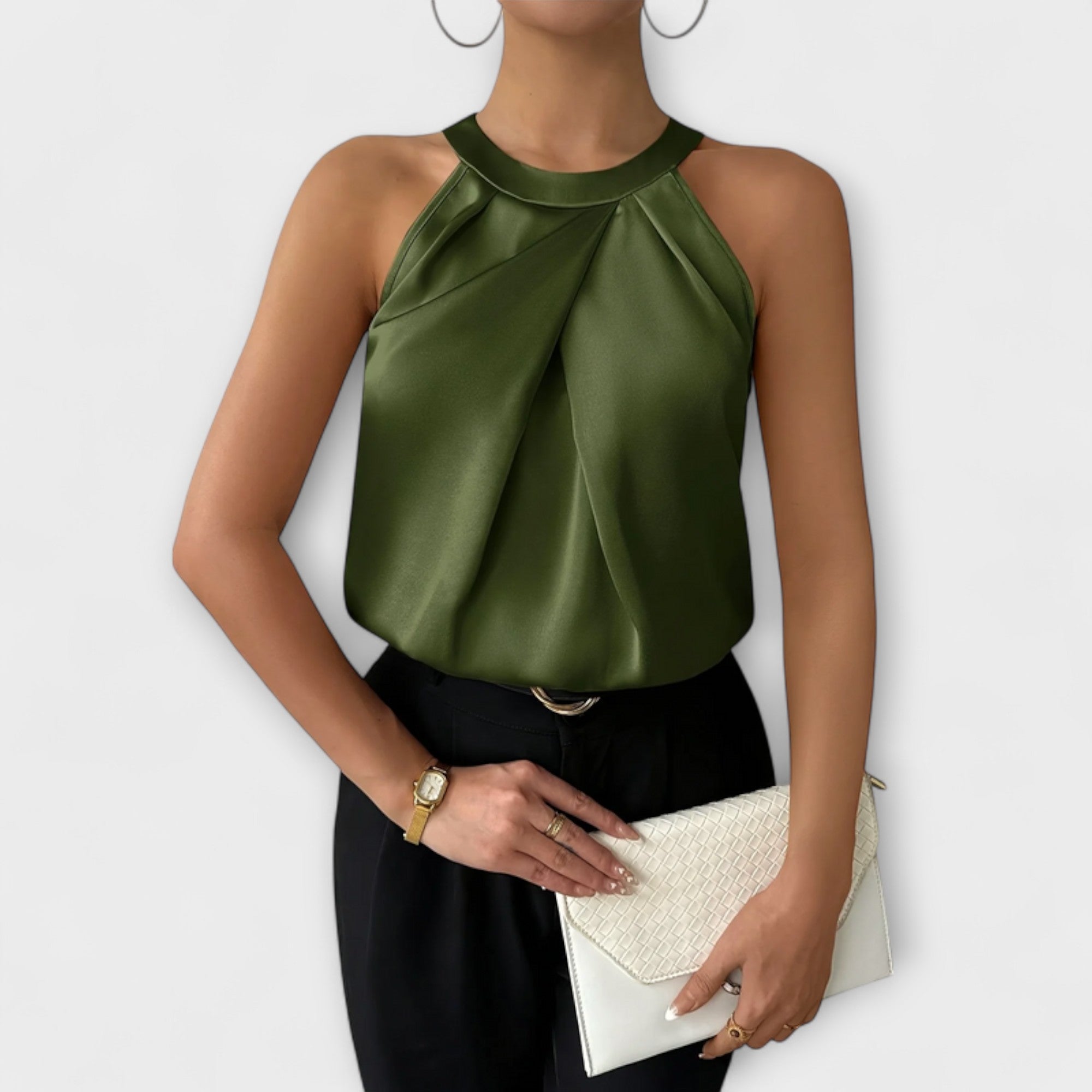 Skye - Chique Satijnen Blouse met Off-Shoulder-Design