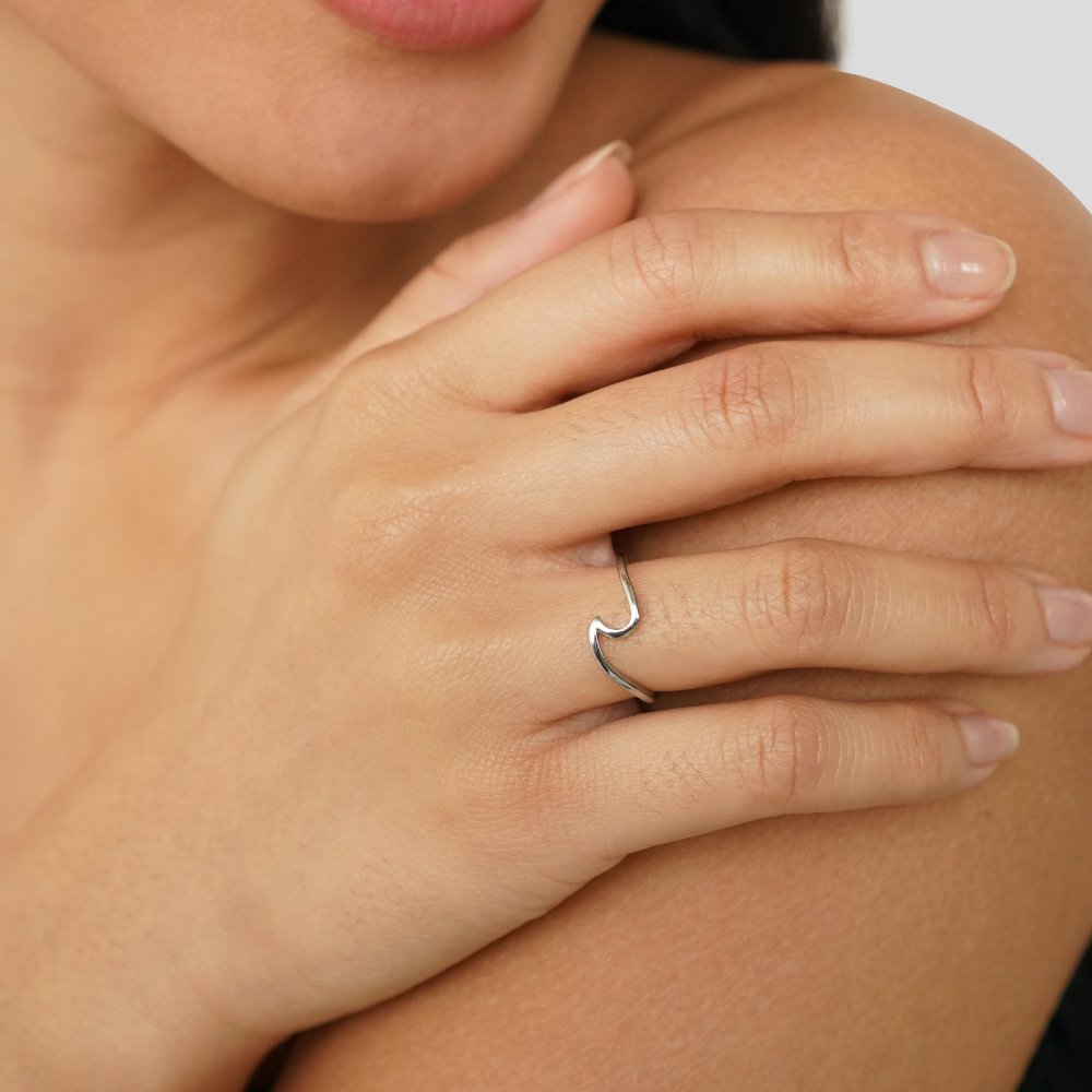 Golfvormige Zilveren Imari Ring